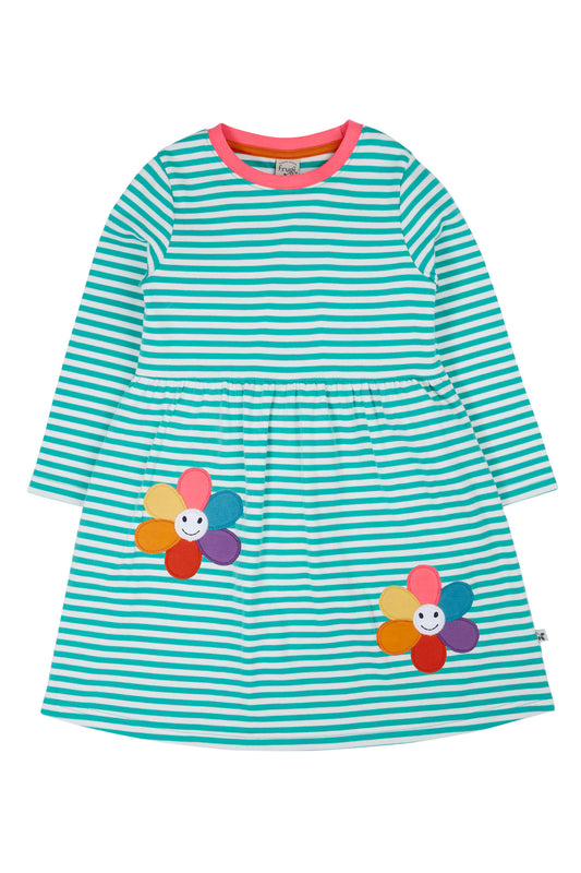 Frugi Girls Tammy Dragon Stripe/Flowers Dress