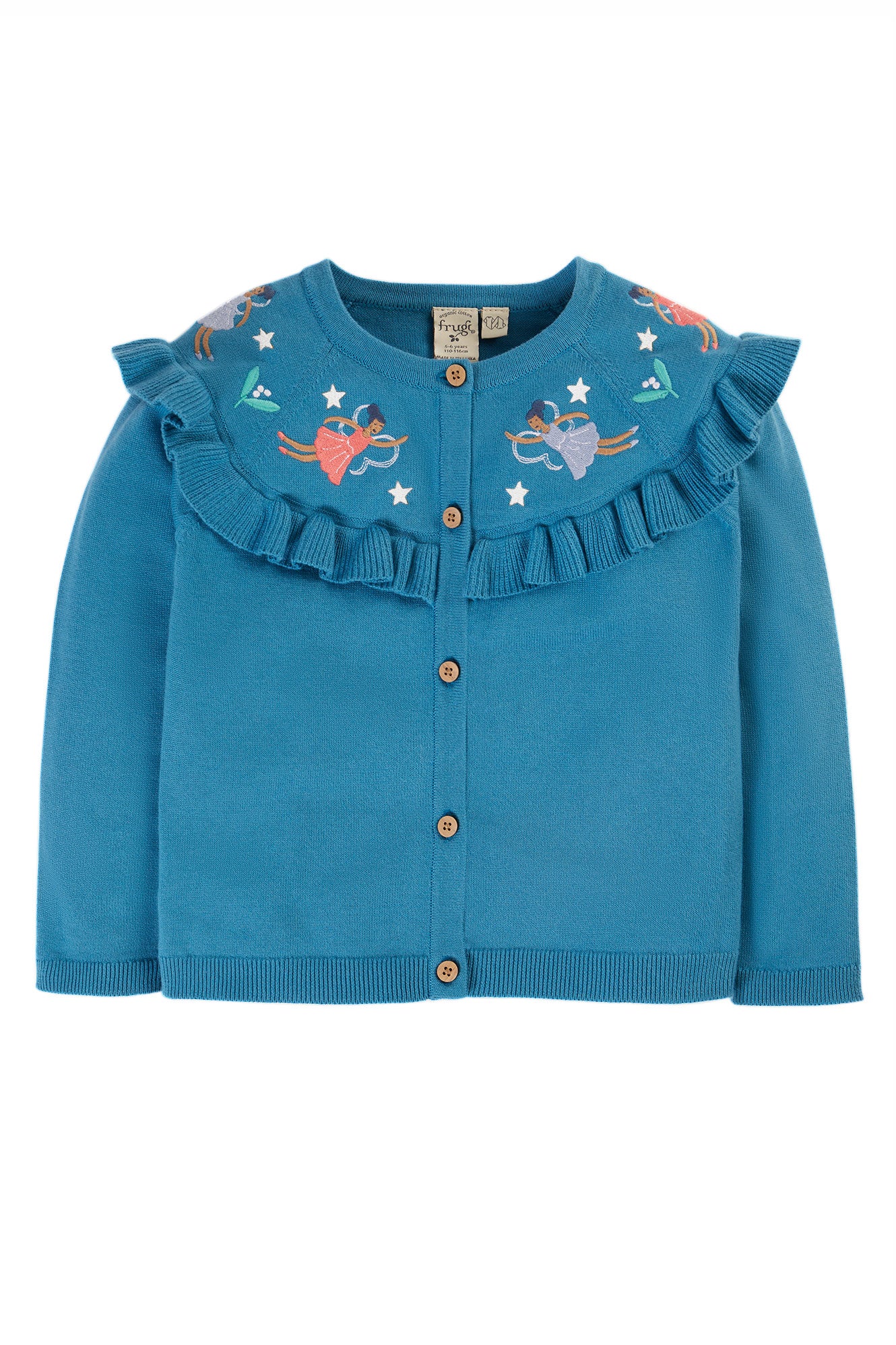 Frugi Girls Deep Water Fairies Romi Ruffle Cardigan