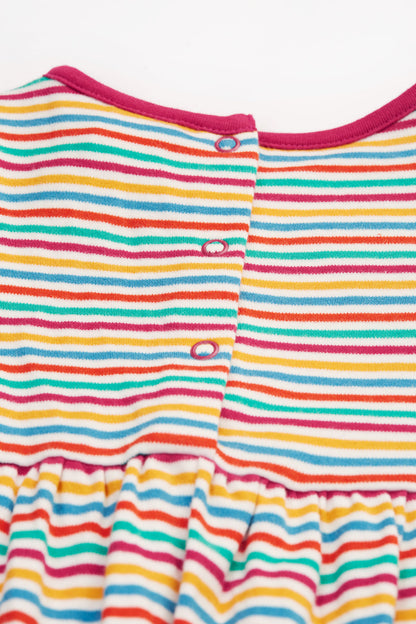 Frugi Baby Girls Dolcie Multistripe Squirrel Dress