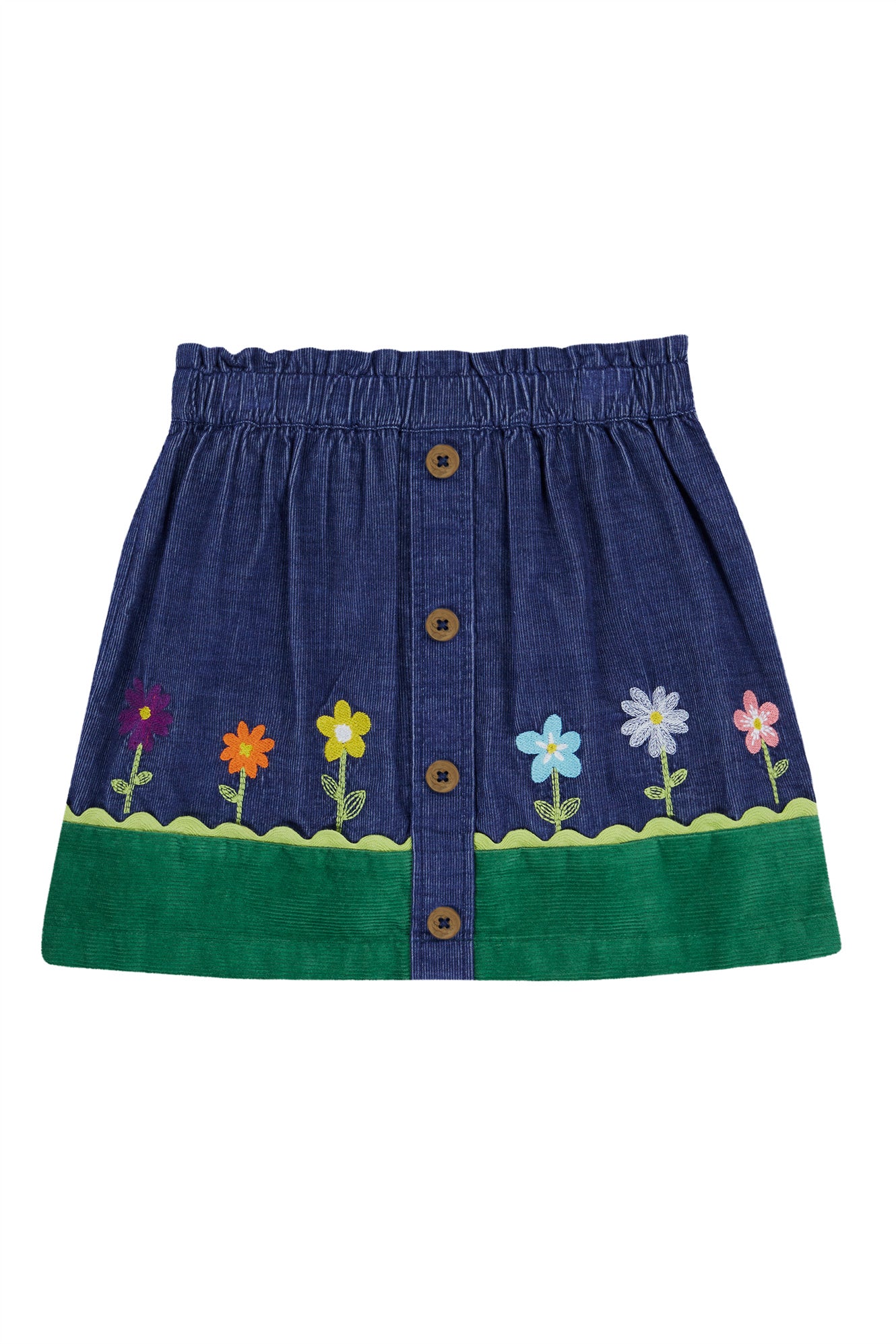 Frugi Girls Cara Blue/Flowers Cord Skirt