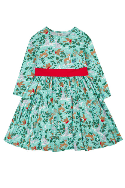Frugi Girls Festive Frost Skater Dress