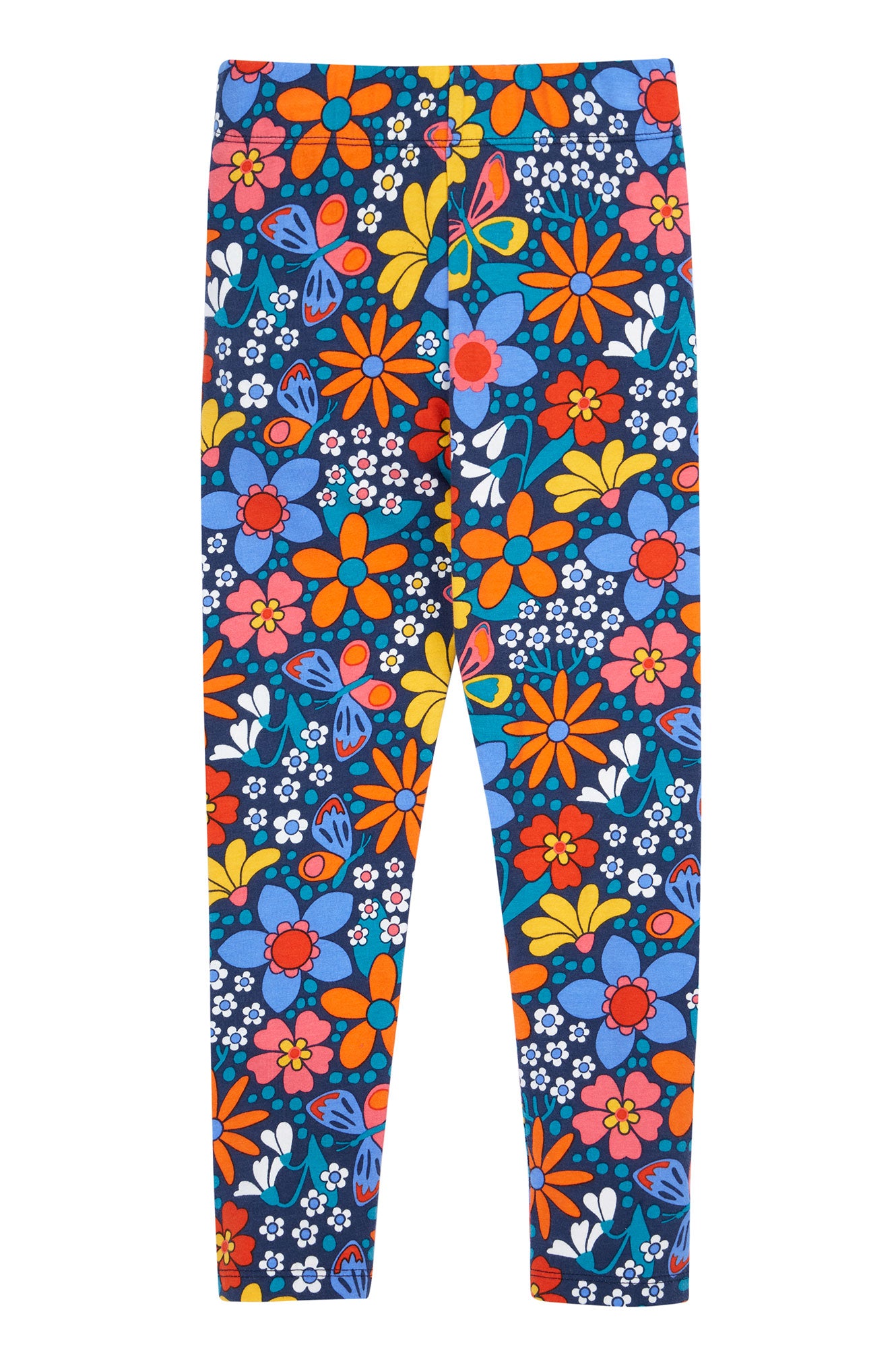 Frugi Girls Leona Navy/Retro Floral Leggings
