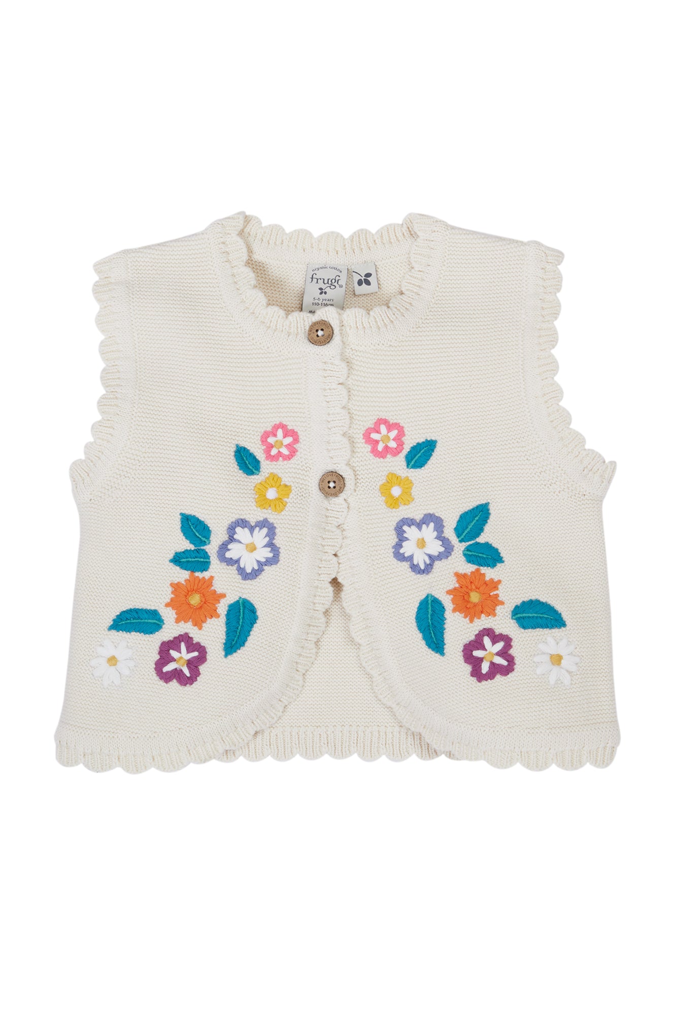 Frugi Girls Connie Knit Marl/Flowers Waistcoat