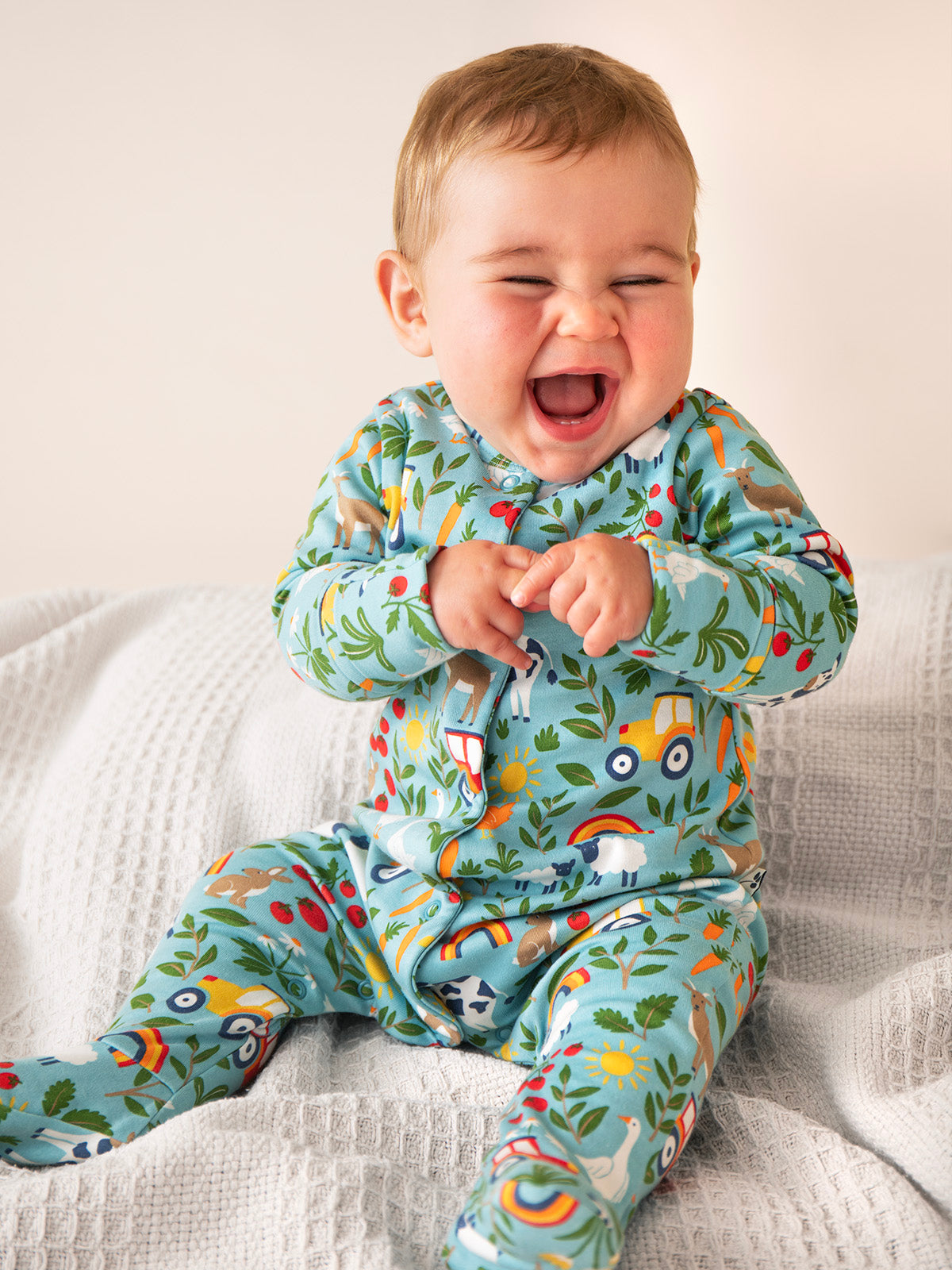 Frugi Baby Boy Soft On The Farm Lovely Babygrow