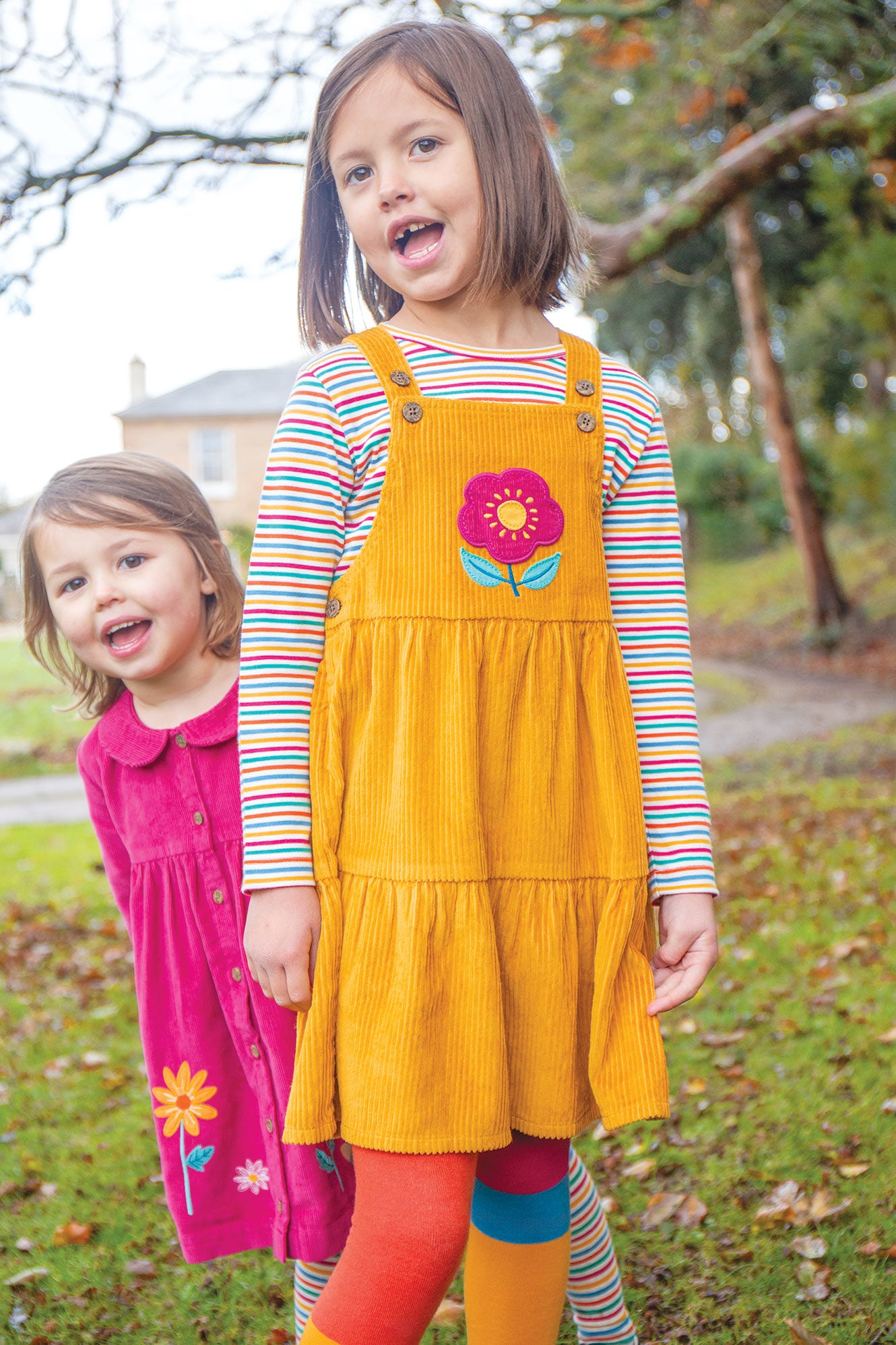 Frugi Girls Michaela Flower/ Flower Detail Pinafore Dress