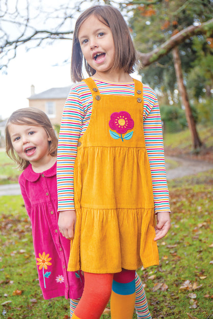 Frugi Girls Michaela Flower/ Flower Detail Pinafore Dress