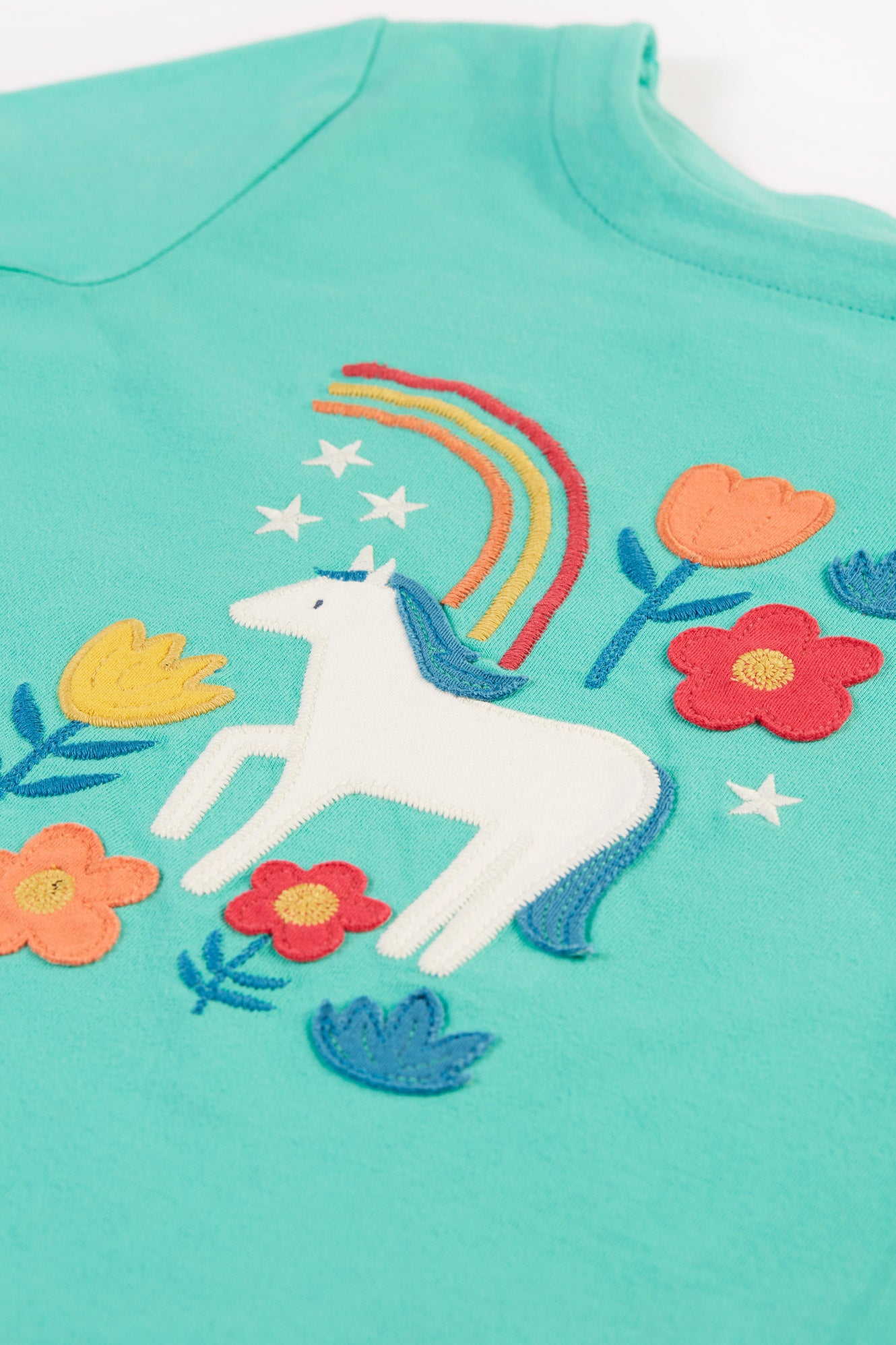 Frugi Girls Anna Aqua Horse Applique Top