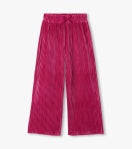 Hatley Girls Pink Pleated Velour Relaxed Trousers