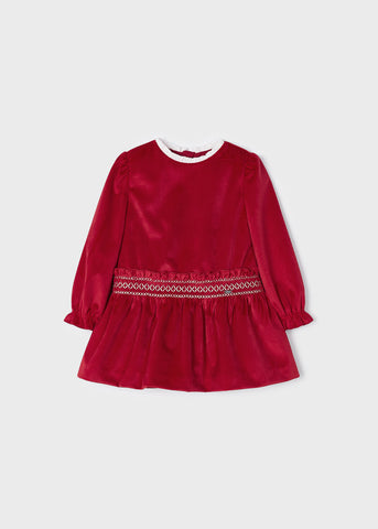 Mayoral red Smocked stitching dress baby 2938