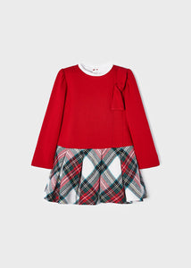 Mayoral red Combined check dress baby 2945