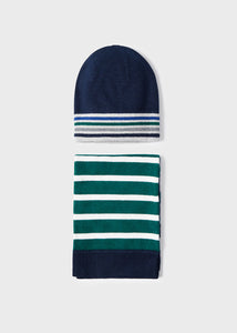Mayoral Stripes hat and scarf set boy-navy 10341