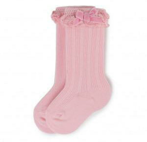 Mayoral Pink baby girls bow knee high socks