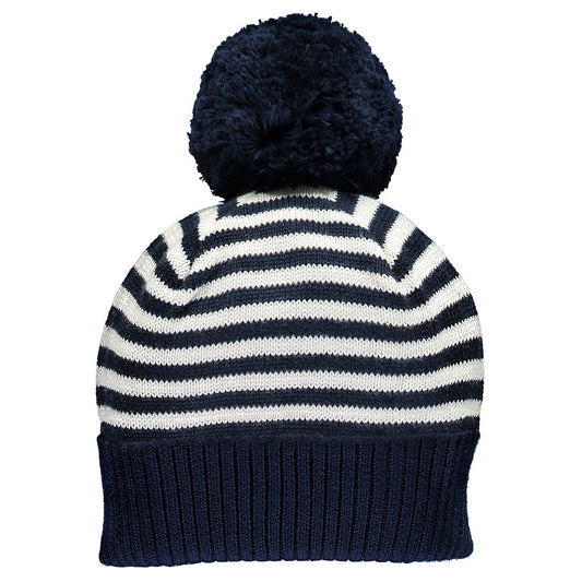 Emile et Rose Geneva navy stripe pom hat