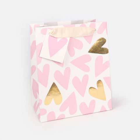 Caroline gardner Baby Pink Hearts Medium Gift Bag