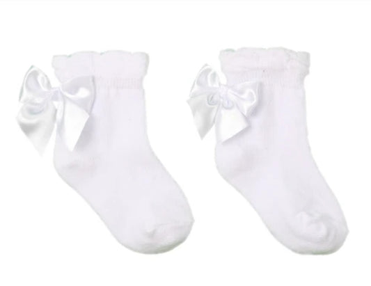 Pex Girls white Ankle Ribbon Socks