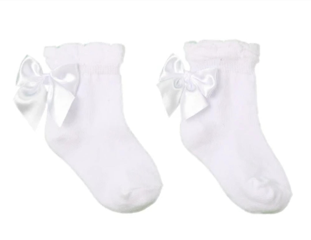 Pex Girls white Ankle Ribbon Socks