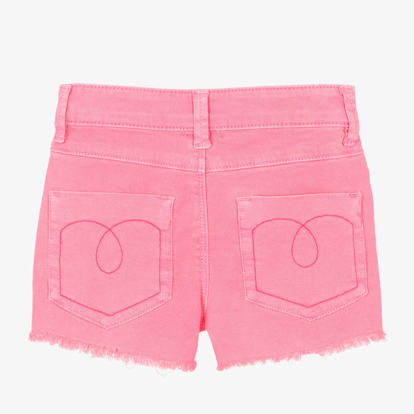 Billieblush Girls Pink Cotton Sequin Denim Shorts