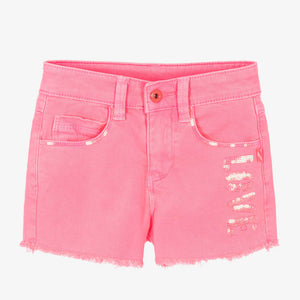 Billieblush Girls Pink Cotton Sequin Denim Shorts