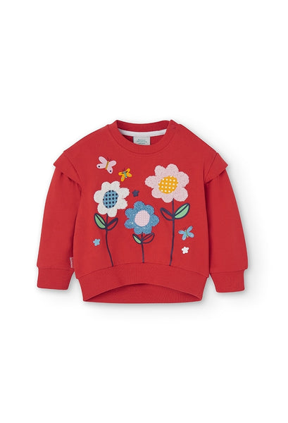Boboli Red Floral Fleece Sweatshirt
