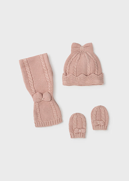Mayoral Hat scarf and mittens set for baby girl