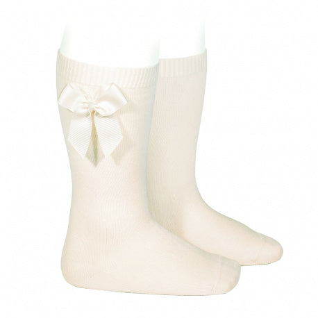 Condor ivory knee high socks with bow