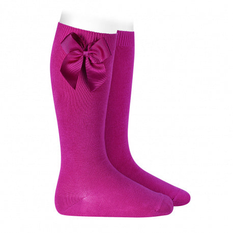 Condor Fuscia knee high socks with bow