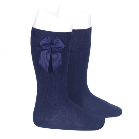 Condor Navy knee high socks with bow