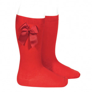 Condor Red knee high socks with bow