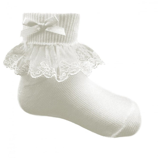 Pex Bow lace socks - ivory