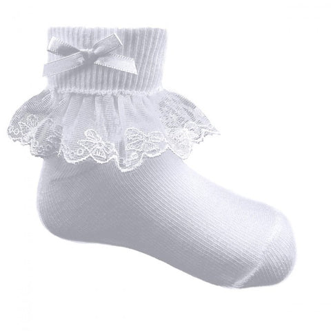 Pex Bow lace socks - white