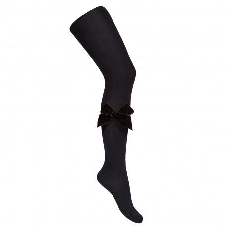 Condor velvet bow tights - Black - 900