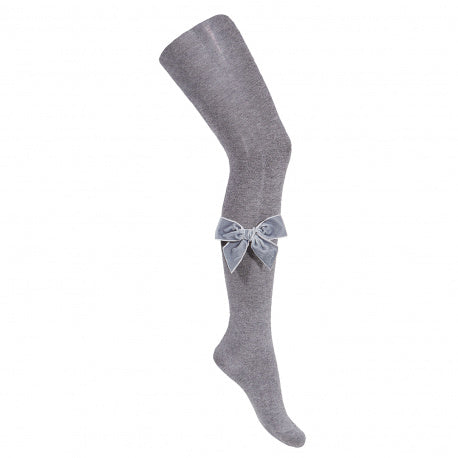 Condor velvet bow tights - light grey - 230