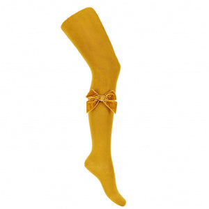 Condor velvet bow tights - Mustard - 629