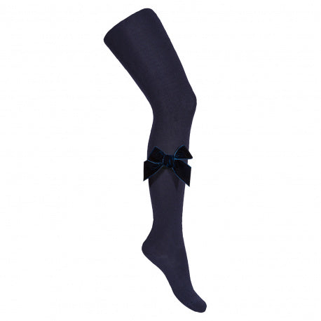 Condor velvet bow tights - Navy - 480