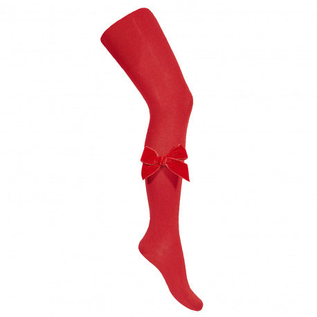 Condor velvet bow tights - Red - 550