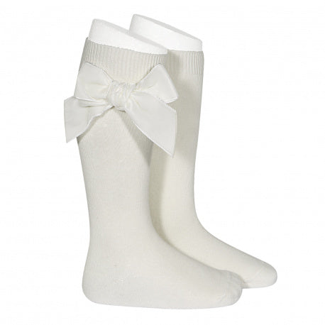 Condor Velvet bow socks - ivory 303