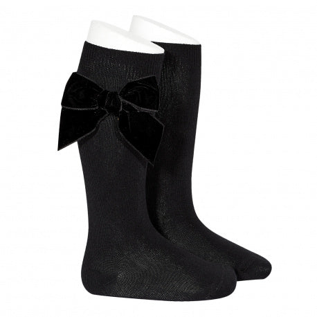 Condor Velvet bow socks - black 900
