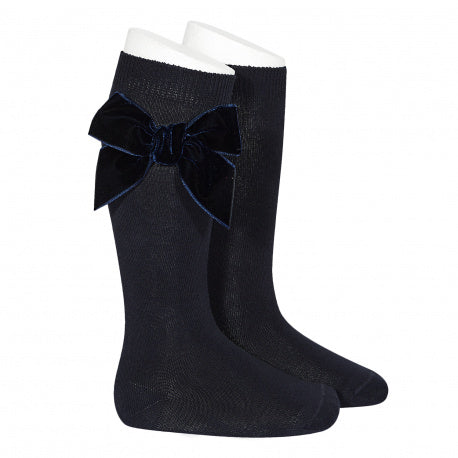 Condor Velvet bow socks - navy 480