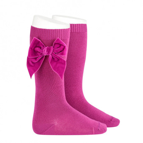 Condor Velvet bow socks - petunia 597